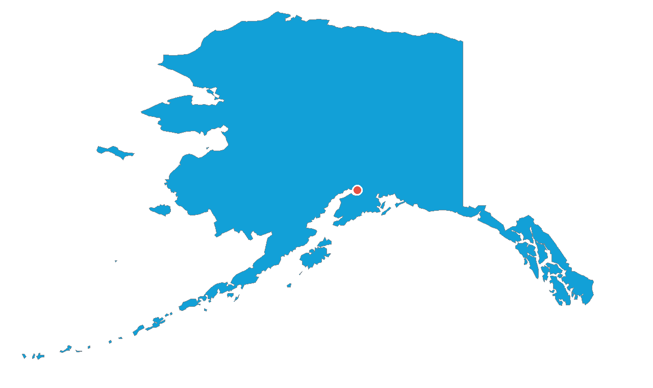 Alaska in blue, with Anchorage marked. The federal courthouse there is where the Justice Department filed its suit over the Senate ballot.
