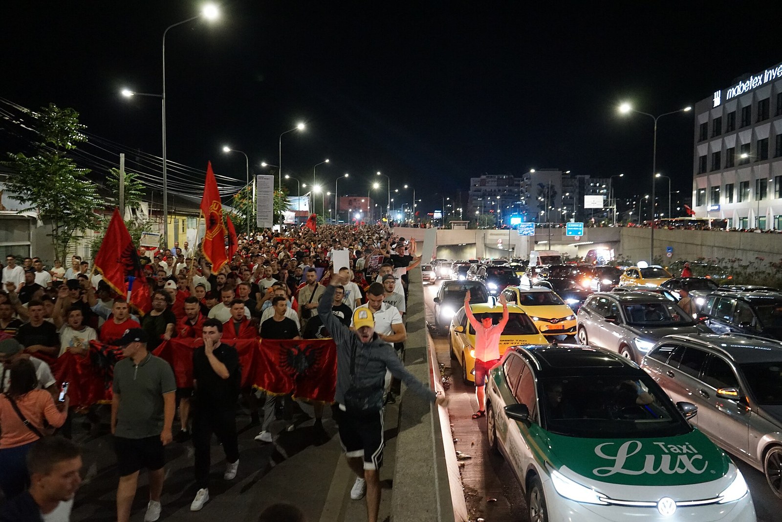 The Flamingo Revolution crowd in Tirana during the movement's peaceful phase, June 2026.