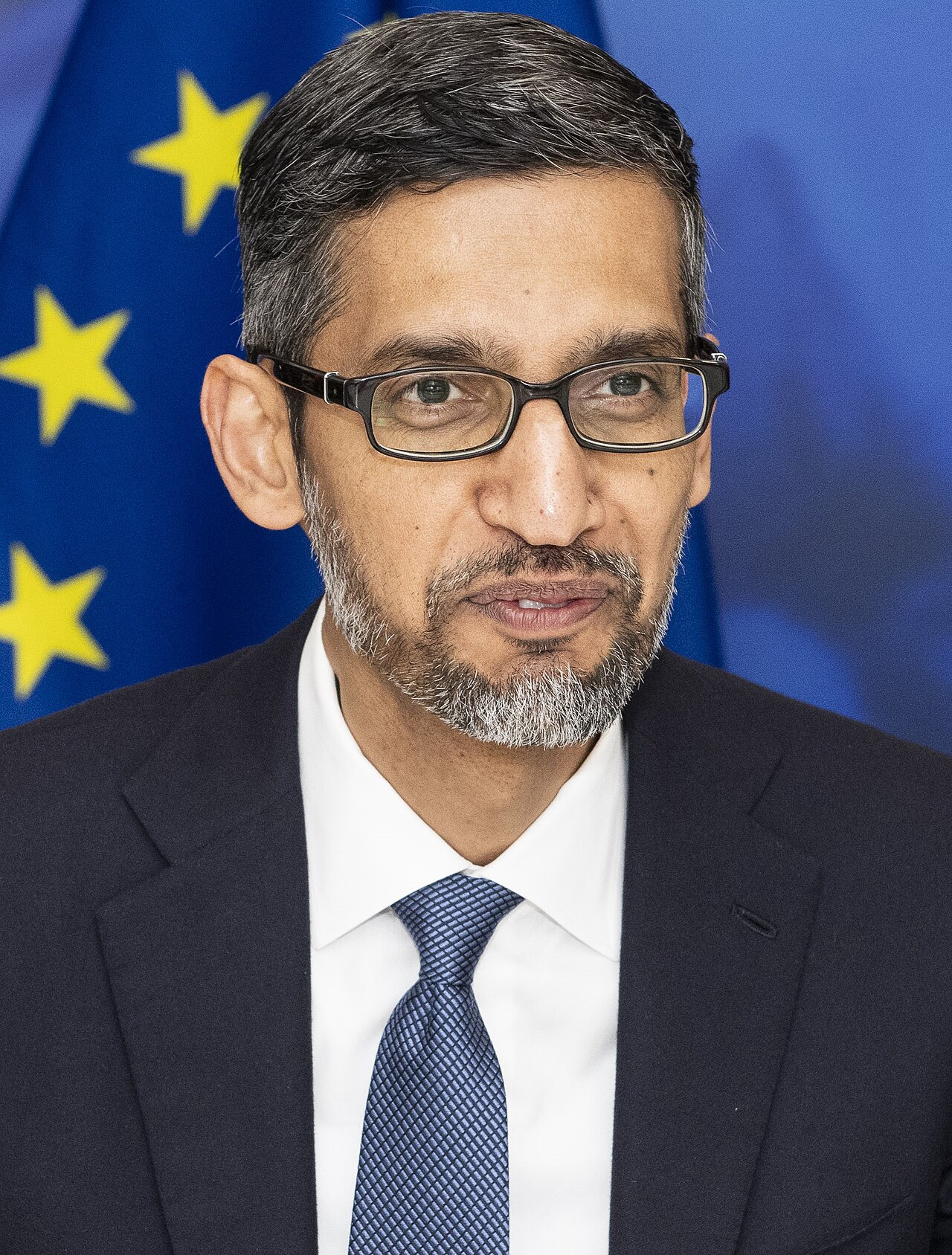 Sundar Pichai, chief executive of Alphabet and Google, photographed in 2023. His cloud business more than doubled in the quarter, and the shares still fell about nine percent after hours. File photo.