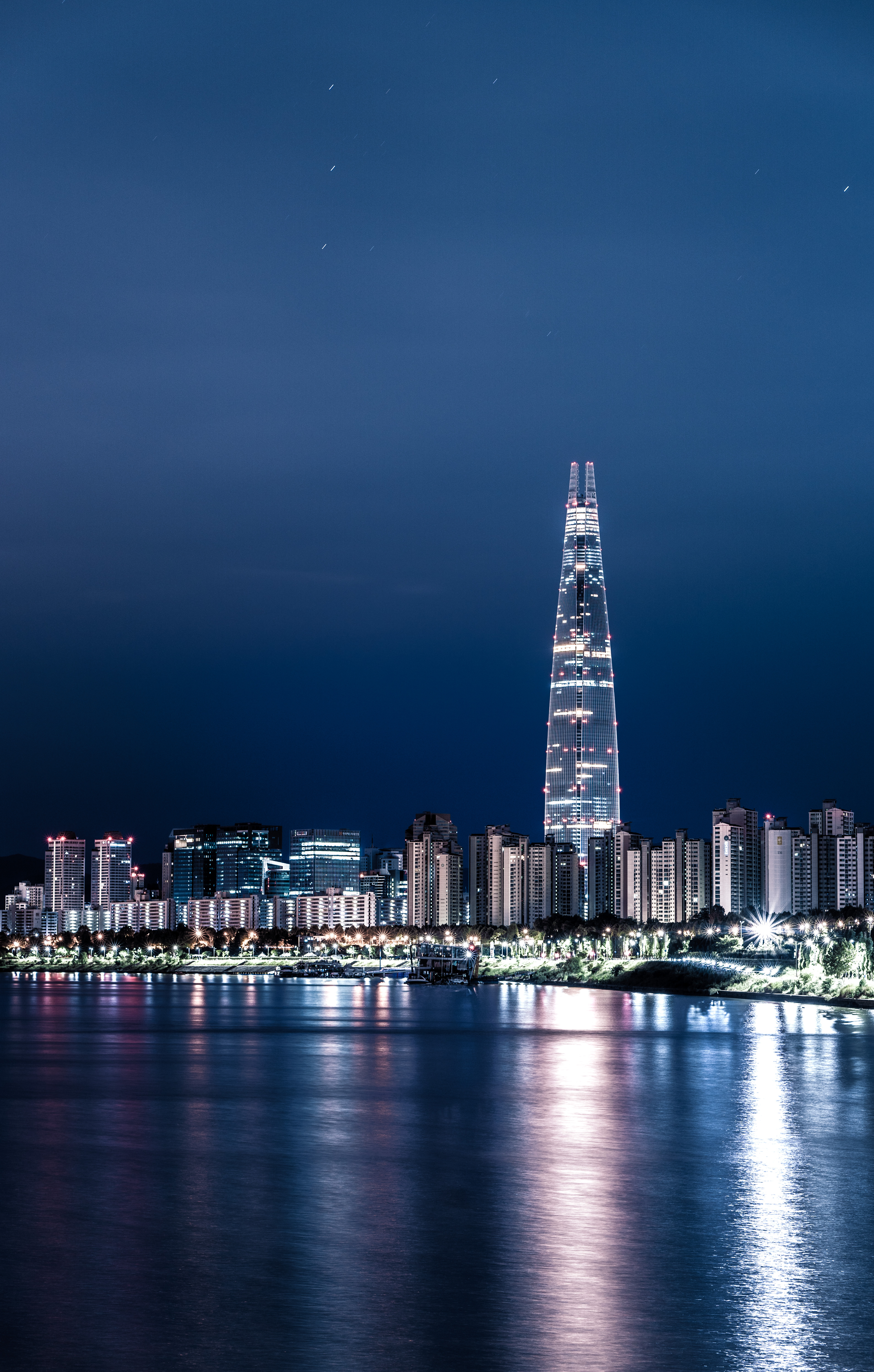 Seoul at night, with the Lotte World Tower across the Han River. Elice Group listed on the Kosdaq exchange in Seoul. File photo.