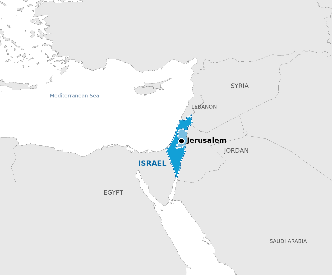 Israel and its neighbours, with Jerusalem, where the Knesset sits and where the coalition bargaining will happen after the October 27 vote.