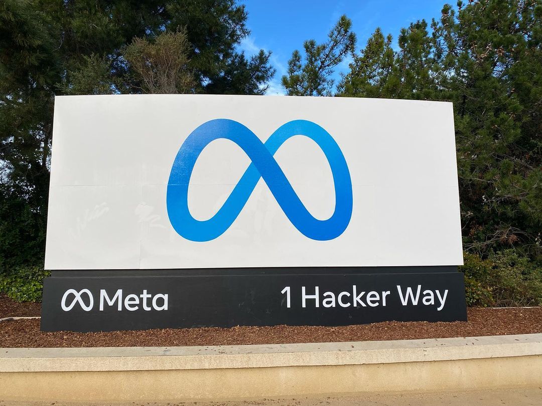The Meta sign at 1 Hacker Way, the company's headquarters in Menlo Park, California. File photo.