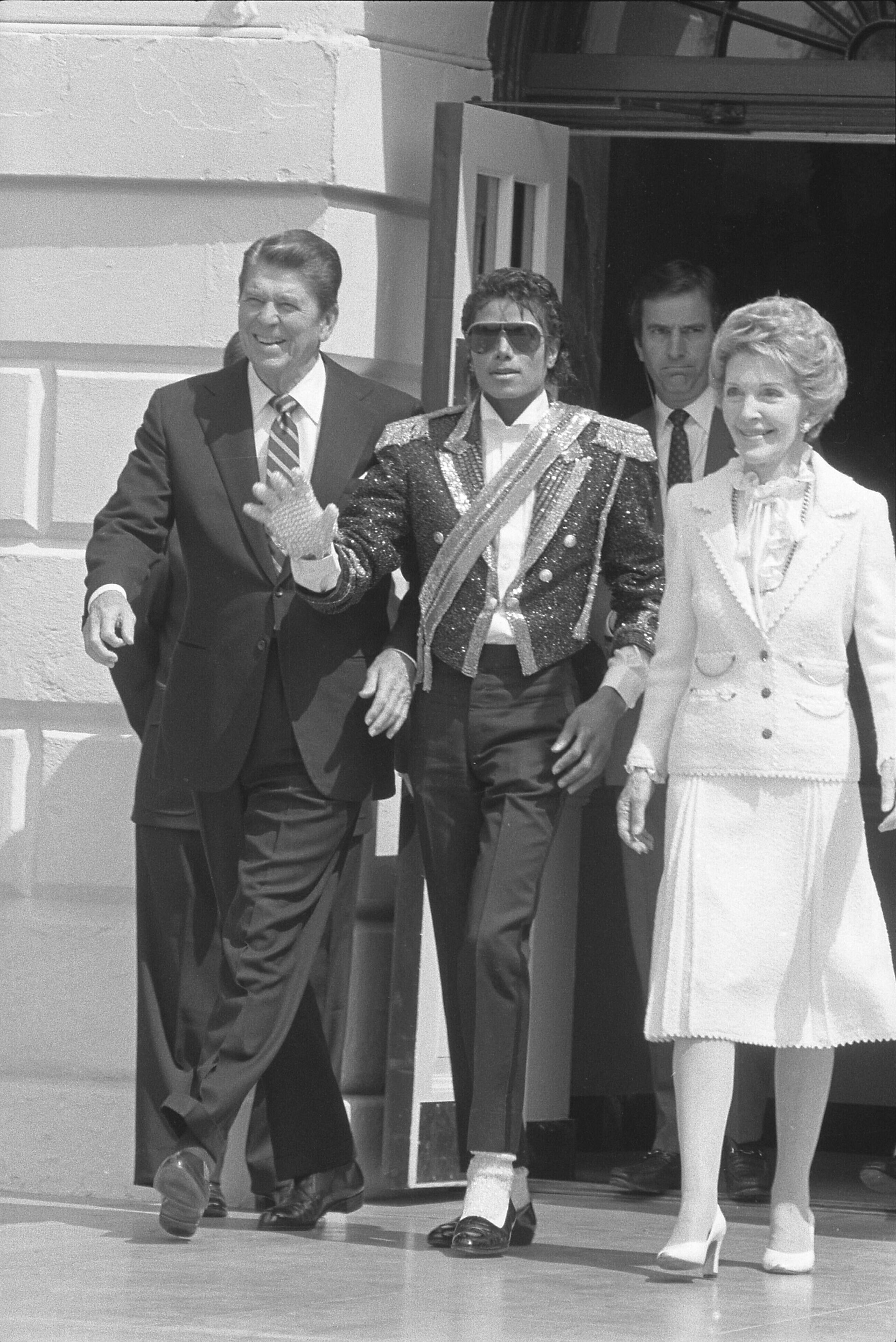 Michael Jackson at the White House with President Ronald Reagan and Nancy Reagan in 1984.