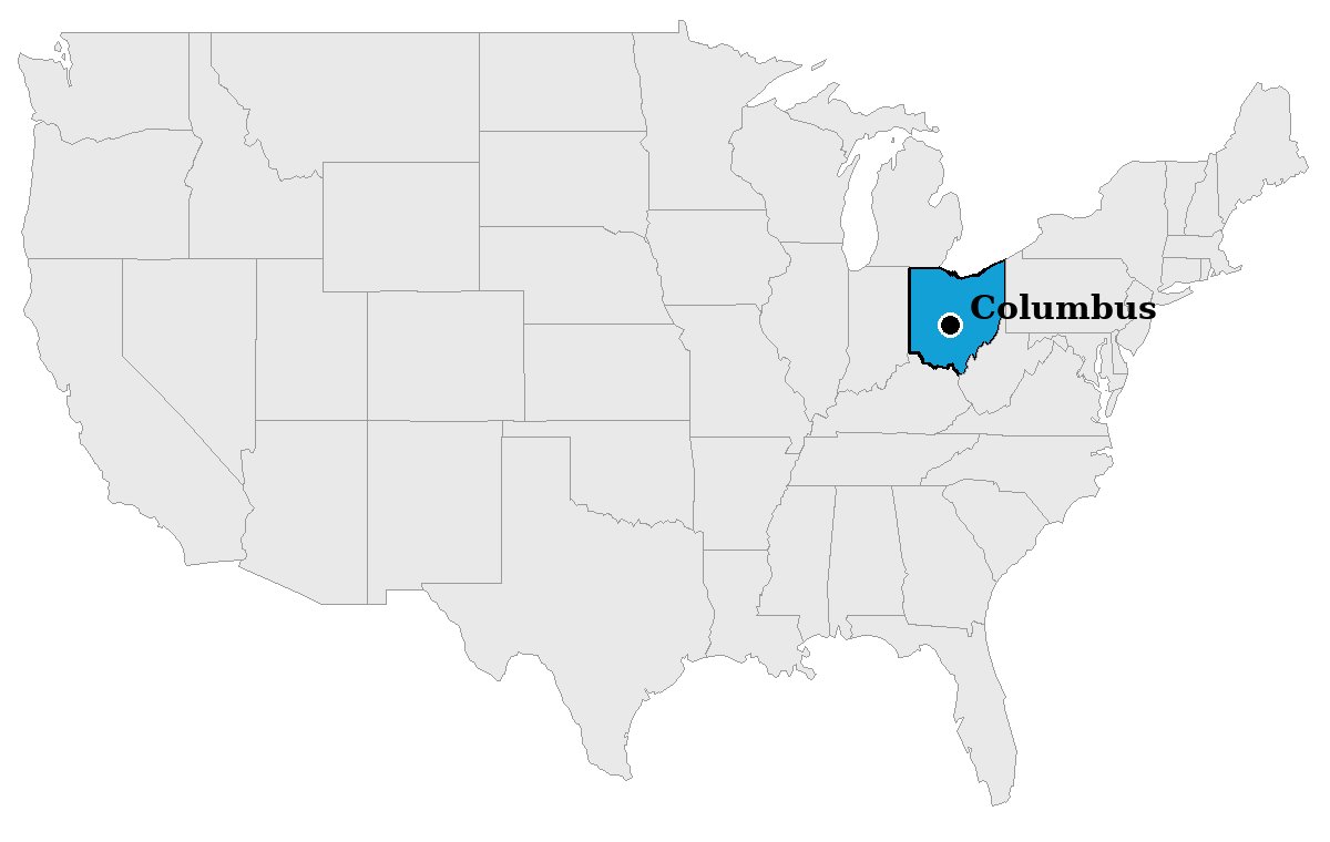 Ohio, highlighted, with Columbus, the state capital, where the Ramaswamy campaign confirmed on Tuesday that the ad was its own.