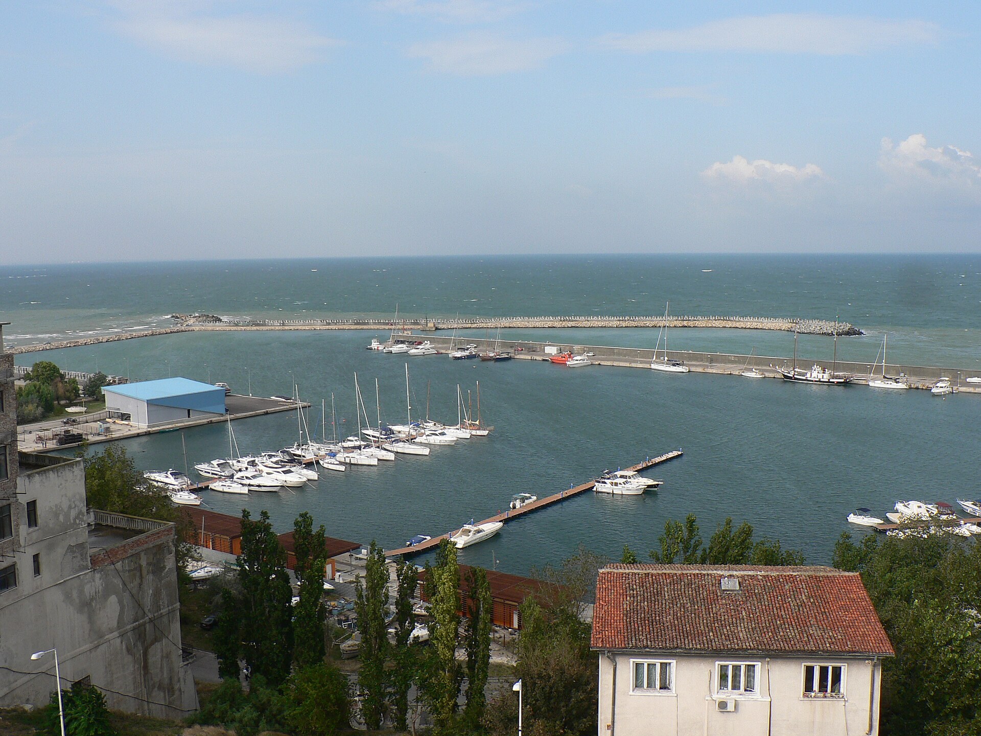 Constanta harbour and the Black Sea, Romania.
