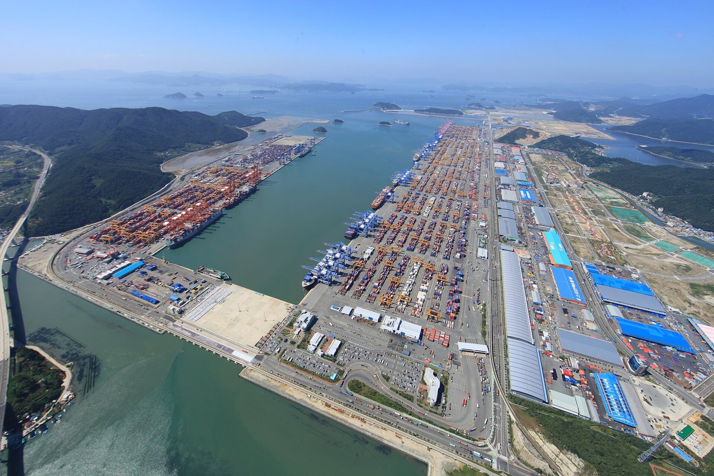 Busan Port, South Korea's main container gateway. Exports set a record in the first 20 days of October, powered by semiconductors. File photo.