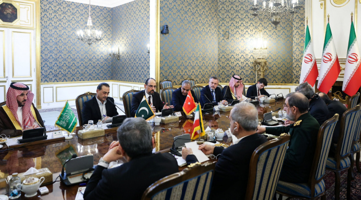 The delegations around the table in Tehran on Monday, the flags of Saudi Arabia, Pakistan, Turkiye and Iran side by side. It was the first high level contact between Iran and all three pact members since the war spread across the region.