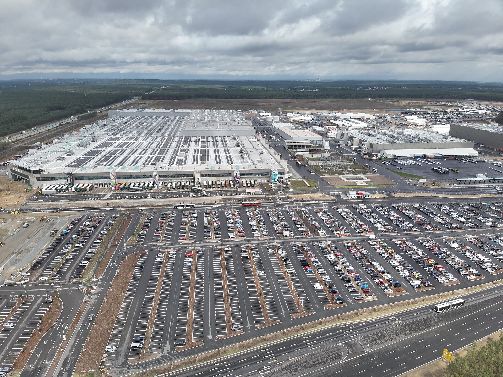 Tesla's Gigafactory in Berlin-Brandenburg, in an aerial view from 2023.