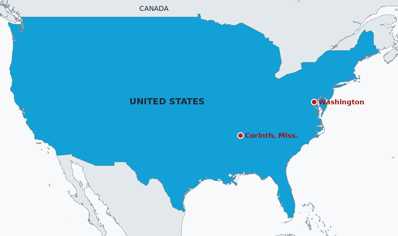 The United States, with Washington, where the offer was announced, and Corinth, Mississippi, where the president took it to a campaign rally the same day, marked. Control of Congress is decided on November 3.