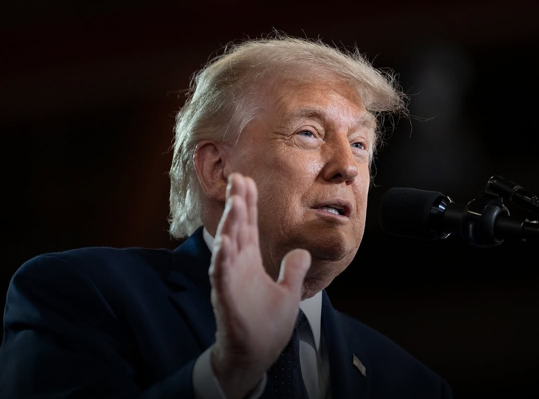 President Trump speaking. He announced the reward on Truth Social on Monday and repeated it to reporters before flying to a rally in Corinth, Mississippi. File photo.