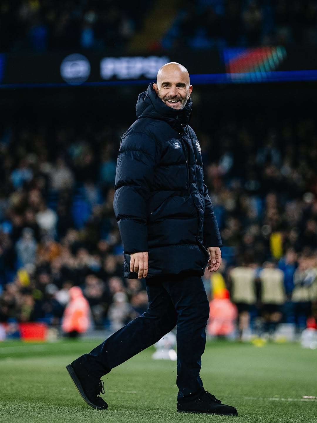 Enzo Maresca, Manchester City's head coach, at the Etihad Stadium. City's owners are the investment vehicle of Abu Dhabi's ruling family. Photo from the club's official Instagram account, October 20, 2026.