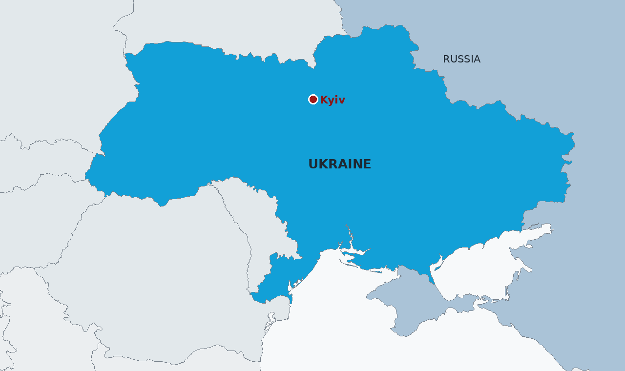 Ukraine, with Kyiv marked. The approved missiles are for the Patriot batteries defending Ukrainian cities and energy infrastructure against Russian ballistic missile attacks.