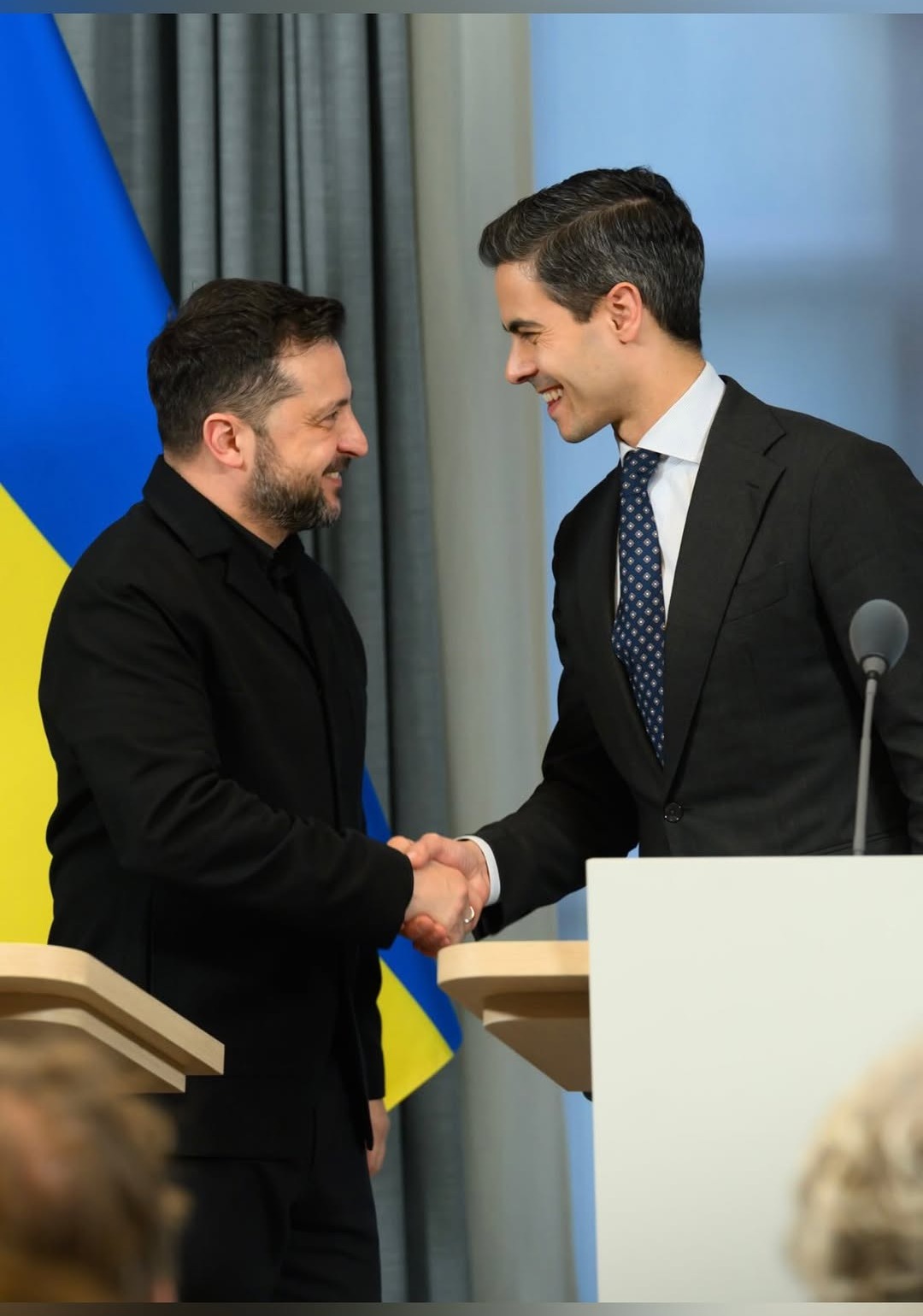 President Volodymyr Zelenskyy at a joint press appearance with Dutch prime minister Rob Jetten. Zelenskyy has said Patriot missiles are the key shortage in intercepting Russian ballistic missiles. File photo.