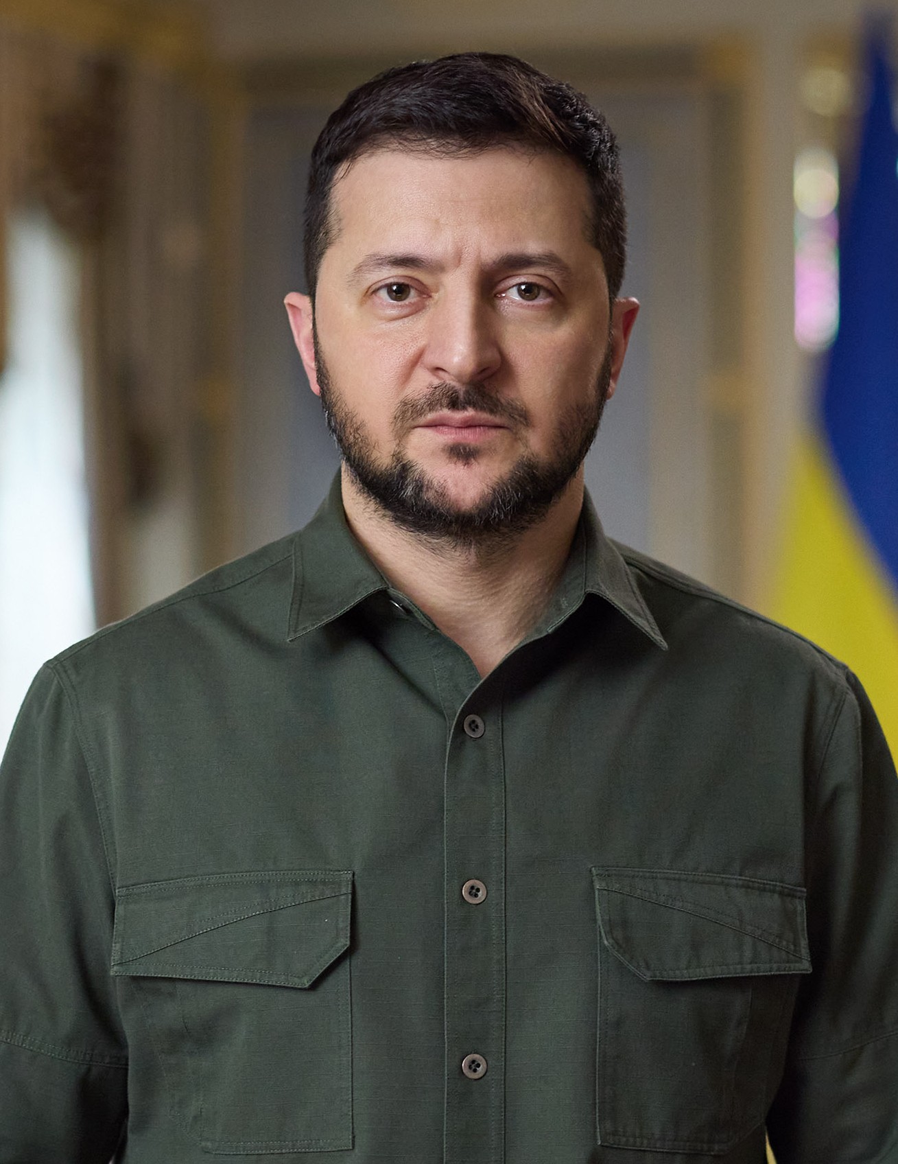President Volodymyr Zelenskyy in his official portrait. On Saturday he said satellite speeds were back where Ukraine needs them, twelve days after the cap began. File photo.